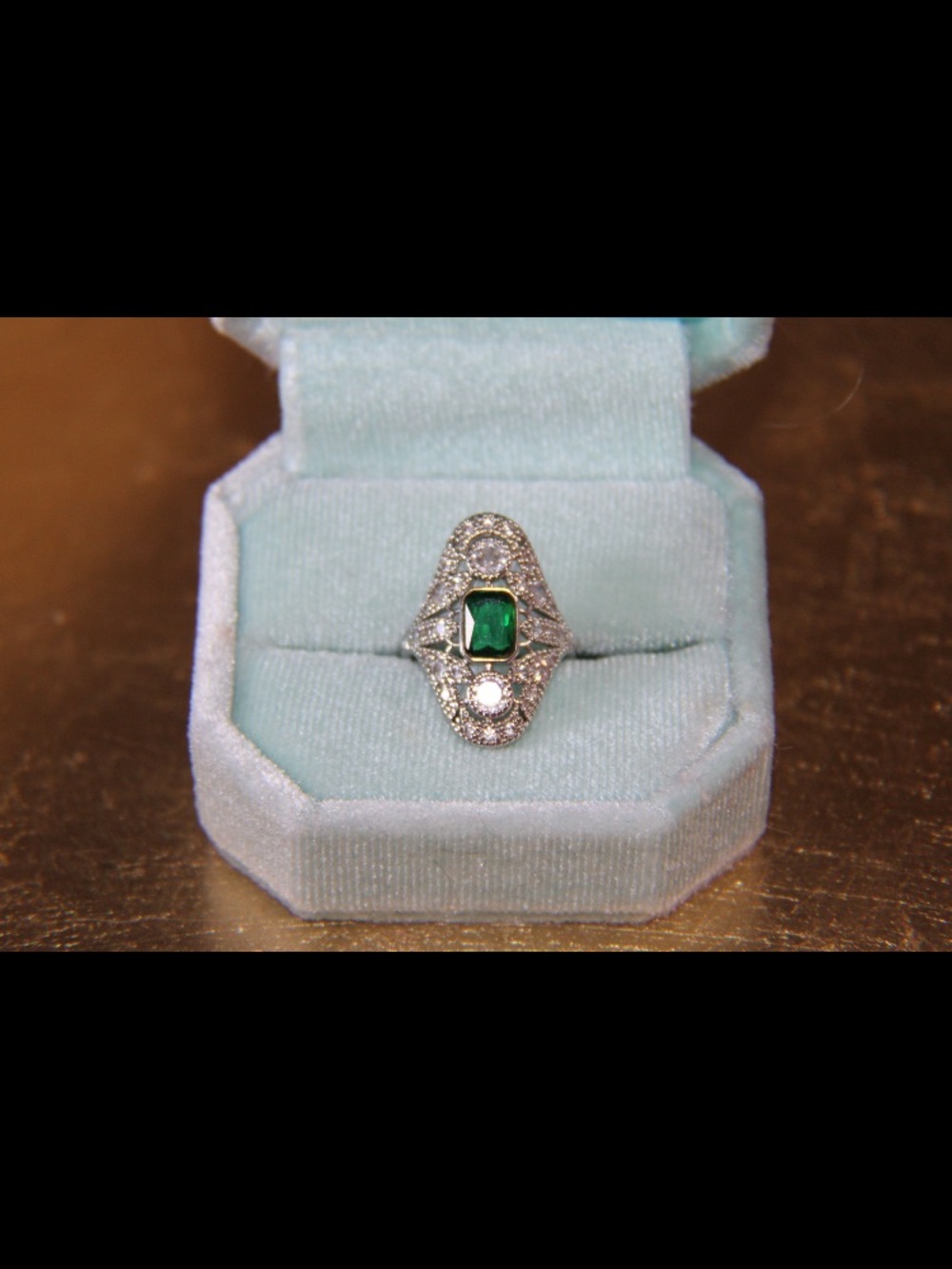 Moissanite/CZ/Emerald~ Vintage-Antique/Estate Style Ring